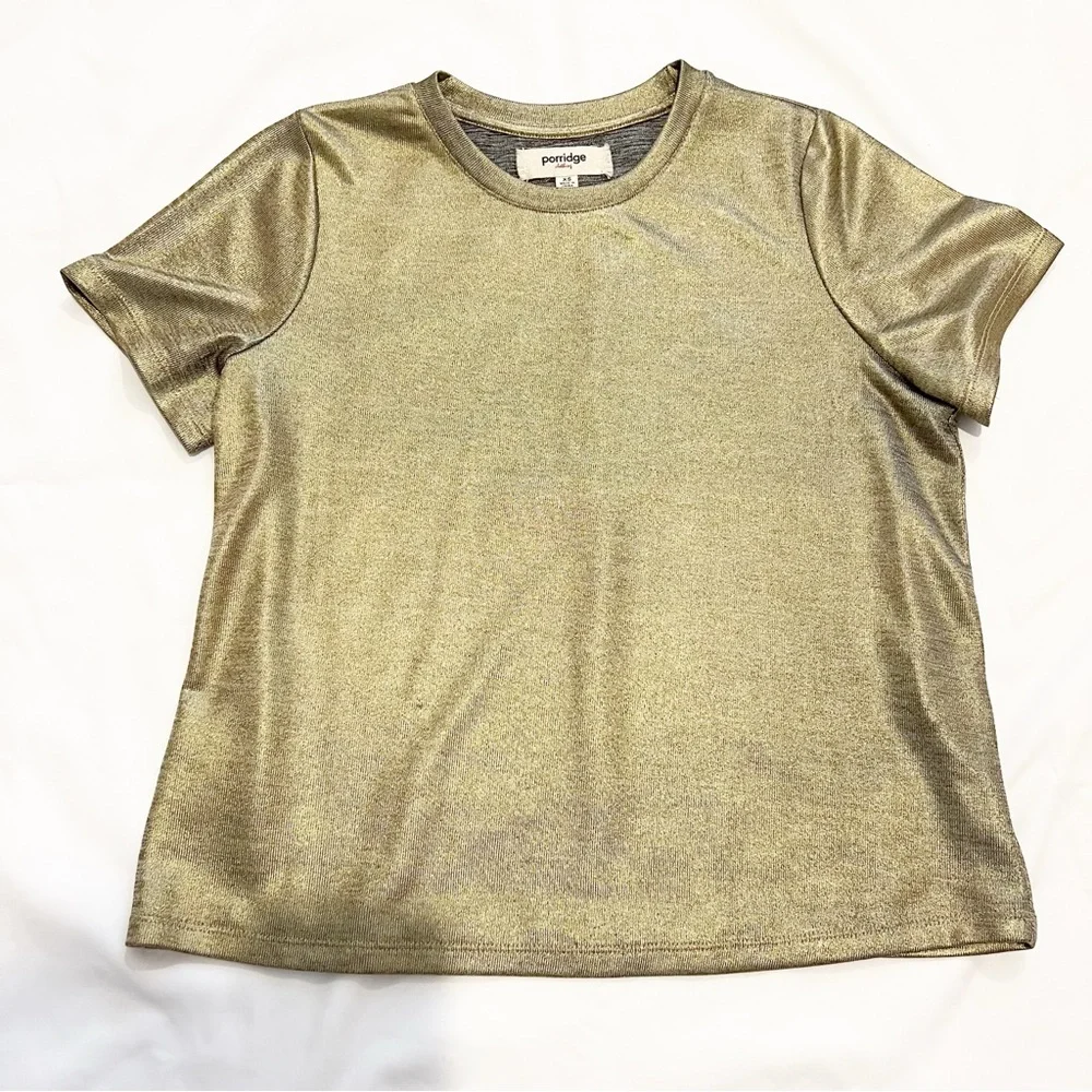 Porridge Gold Shine Glam Short Sleeve Tee Size XS - Picture 4 of 12